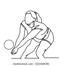 Single Continuous Line Drawing of Volleyball Player who are Playing. Hand Drawn Single line vector illustration