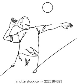 Single Continuous Line Drawing of Volleyball Player who are Playing. Hand Drawn Single line vector illustration