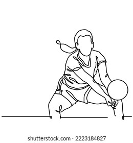 Single Continuous Line Drawing of Volleyball Player who are Playing. Hand Drawn Single line vector illustration