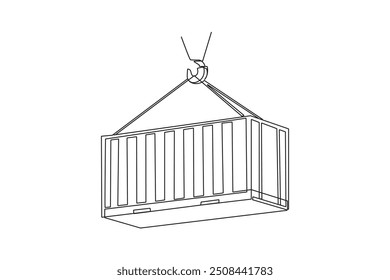 Dibujo de línea continua única de almacén, envío, puerto, actividad de carga y todo sobre la actividad portuaria. concepto minimalista de puerto y carga. Línea simple.