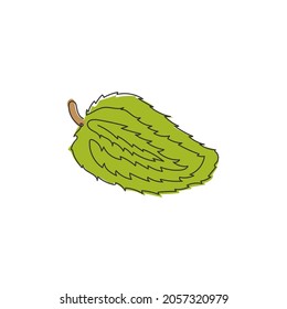Dibujo de una sola línea continua de fuentes orgánicas sanas enteras para la identidad del logotipo de huerto. Nuevo concepto de la herencia veraniega para el icono del jardín de frutas. Ilustración gráfica vectorial de diseño de dibujo de una línea moderna