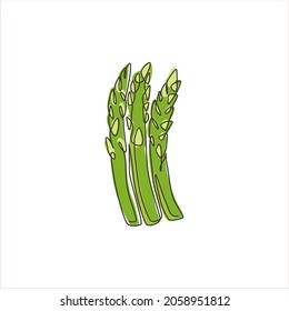 Dibujo de una sola línea continua de espárragos orgánicos completos para la identidad del logo de la plantación. Nuevo concepto de planta de floración perenne para ícono vegetal. Ilustración vectorial de diseño de dibujo de una línea moderna