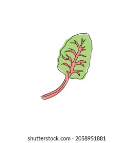 Dibujo de una sola línea continua de toda la jarra de agua orgánica sana para la identidad del logo de la agricultura. Nuevo concepto de hoja verde para ícono de verdura. Ilustración gráfica vectorial de diseño de dibujo de una línea moderna
