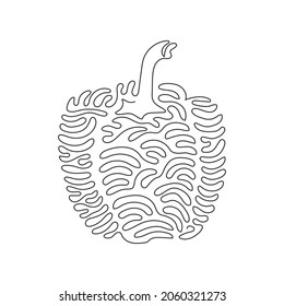 Single continuous line drawing whole healthy organic paprika for plantation logo identity. Fresh bell pepper concept for fruit vegetable icon. Swirl curl style. One line draw graphic design vector