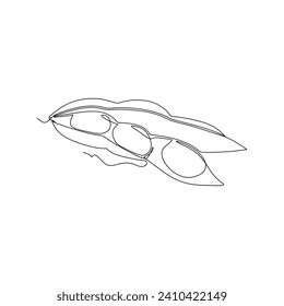 Single continuous line drawing of whole healthy organic green edamame for farm logo identity. Fresh Japanese pea concept for vegetable icon. Modern one line draw design vector graphic illustration