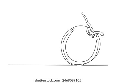 Dibujo de línea continua única de coco orgánico dulce saludable para la identidad del logotipo del huerto. Concepto de fruta fresca para el icono de jardín de frutas. Ilustración vectorial de Diseño gráfico de dibujo dinámico de una línea