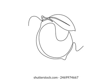 Single continuous line drawing of whole healthy organic lemon for orchard logo identity. Fresh lemonade fruitage concept for fruit garden icon. Dynamic one line draw graphic design vector illustration