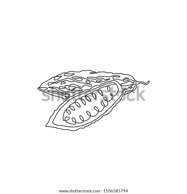 Single Continuous Line Drawing Whole Sliced Stock Vector Royalty