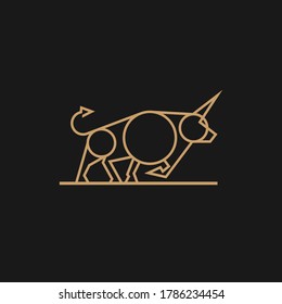 Dibujo de una sola línea continua de toro salvaje africano. Conservación del parque nacional animal en peligro de extinción. Concepto del zoológico de Safari. Ilustración del vector de diseño de trazas de una línea