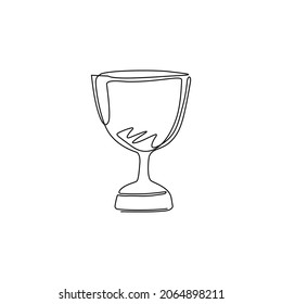 Single continuous line drawing winning trophy icon winner first position competition success sport best leadership compete and challenge theme. Dynamic one line draw graphic design vector illustration