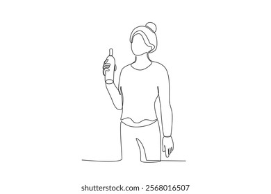 Single continuous line drawing of a woman who is drunk in a public place.One line draw graphic design vector illustration
