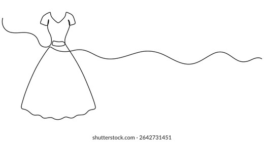 Single continuous line drawing of a woman's baby dress. Vector editable illustration, monsoon day concept dress continuous one line drawing, woman's baby dress continuous one line drawing, Continuous