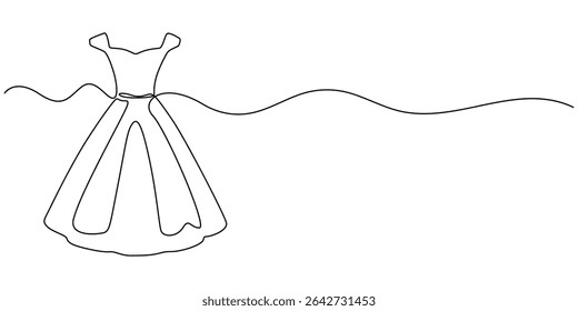 Single continuous line drawing of a woman's baby dress. Vector editable illustration, monsoon day concept dress continuous one line drawing, woman's baby dress continuous one line drawing, Continuous