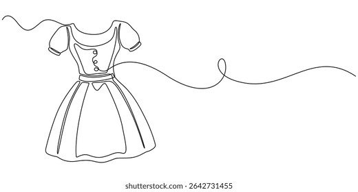 Single continuous line drawing of a woman's baby dress. Vector editable illustration, monsoon day concept dress continuous one line drawing, woman's baby dress continuous one line drawing, Continuous
