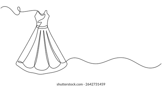 Single continuous line drawing of a woman's baby dress. Vector editable illustration, monsoon day concept dress continuous one line drawing, woman's baby dress continuous one line drawing, Continuous
