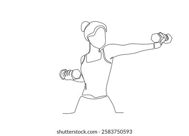 Single continuous line drawing of Women who exercise to maintain health. Medical health care service workers concept one line draw design vector graphic illustration
