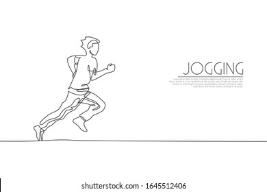 Un único dibujo de línea continua del joven corredor corredor corredor corredor de trotar corre relajado. El deporte individual con el concepto de competencia. Ilustración vectorial de diseño de tracción de una línea para la promoción del torneo en curso
