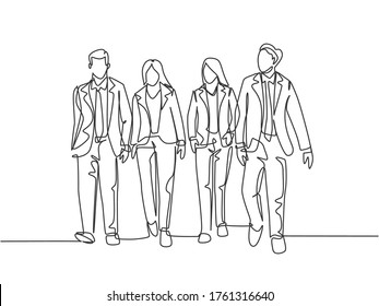 Continuous Line Drawing Diverse Group Standing Stock Vector (Royalty ...