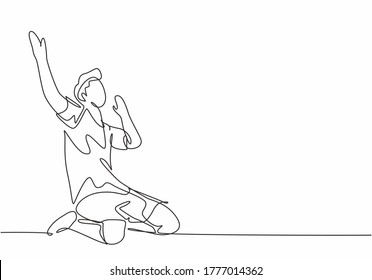 Single Continuous Line Drawing Young Sporty Stock Vector (Royalty Free