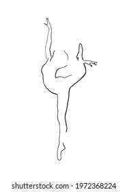 Single continuous line drawing of young graceful pretty ballerina demonstrated classic ballet choreography dancing skill. Opera dance concept.