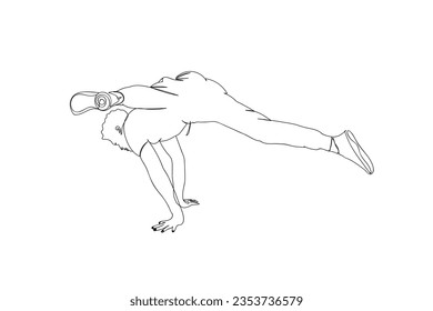 Single continuous line drawing of young energetic hip-hop dancer .