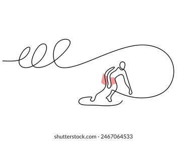 Single continuous line drawing young professional surfer in action riding the waves on blue ocean. Summer vacation, Extreme water sport concept.