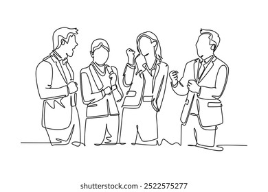 Single continuous line drawing of young happy promoted man and woman manager celebrate at office meeting room together. Business teamwork celebration. One line draw graphic design vector illustration