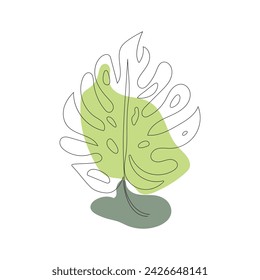 Single continuous line flowers, leaves. Art floral elements. Use for t-shirt prints, logos, cosmetics and beauty design elements