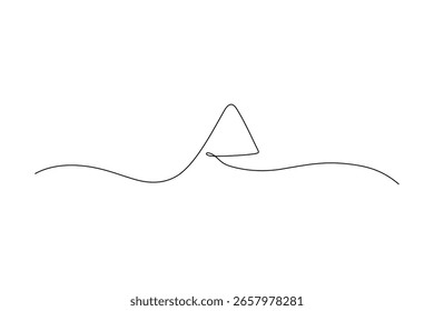 Eine einzige durchgehende Linie, die eine Welle und ein Dreieck bildet Einfaches, aber kreatives, minimalistisches Design