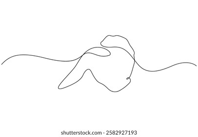 Single continuous line of fried chicken. Fried chicken in one line style, Continuous line drawing of Chicken leg with bone vector illustration.