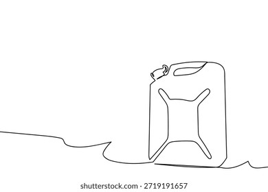 Una sola línea continua para un recipiente de un galón de aceite. una línea dibujada. concepto lineal.