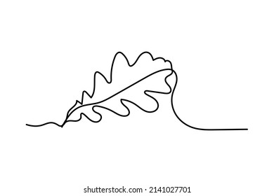 single continuous line hand drawn oak leaf illustration vector design