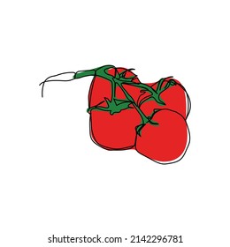 Einzelreihenlinie, handgezeichnet, Tomatengrafik, Vektordesign