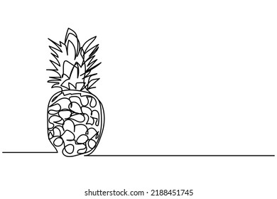 single continuous line hand drawn pineapple fruit illustration vector design