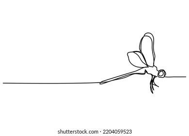 Single Continuous Line Hand Drawn Dragonfly