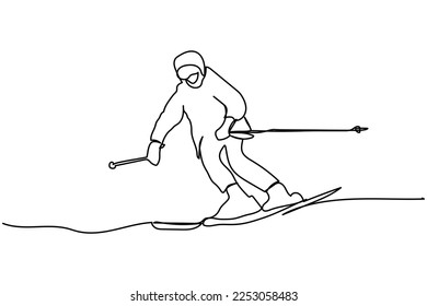 single continuous line hand drawn ice skating vector illustration design