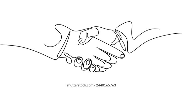 Single continuous line hand shake. 