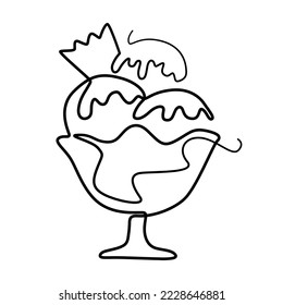 Dibujo de helado de línea continua de postre dulce de un único concepto de arte de línea mínima para el diseño del logo.
