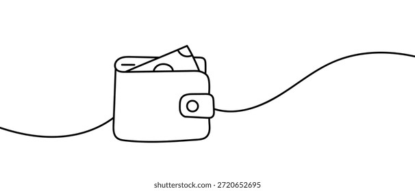 Una línea única y continua, estilo de icono, ilustración de cartera, concepto de negocios y finanzas. estilo lineal y dibujado a mano.