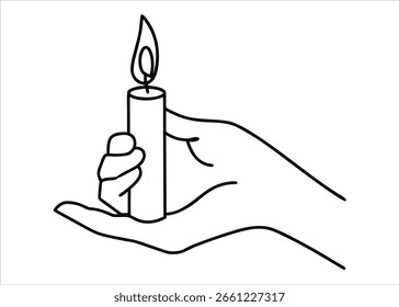 Una sola ilustración de línea continua que muestra una mano que acuna una llama ardiente, representada con elegante simplicidad.