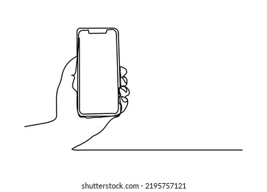 single continuous line illustration vector design holding a mobile phone
