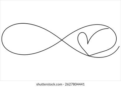 Single continuous line of infinity symbol. Vector one line illustration