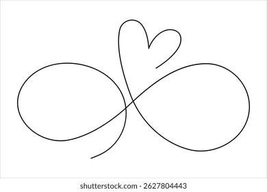 Single continuous line of infinity symbol. Vector one line illustration