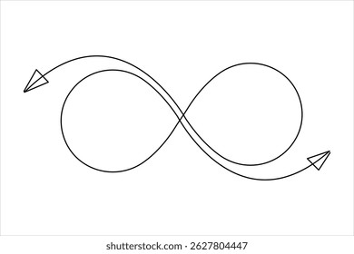 Single continuous line of infinity symbol. Vector one line illustration