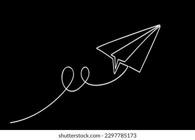 single or continuous line of Paper plane