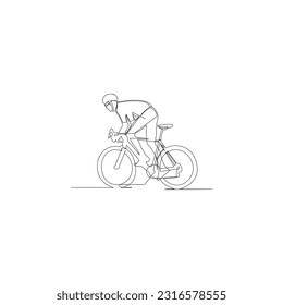 single continuous line of road bike cyclists