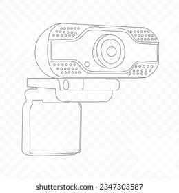 A single, continuous line of round-shaped CCTV is mounted on the side of the road to monitor traffic and enhance security measures. graphic design vector drawing in one line.