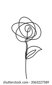 Esbozo de línea continua de una flor. Flor abstracta. Sencillo dibujo minimalista de contorno negro. vector aislado en fondo blanco