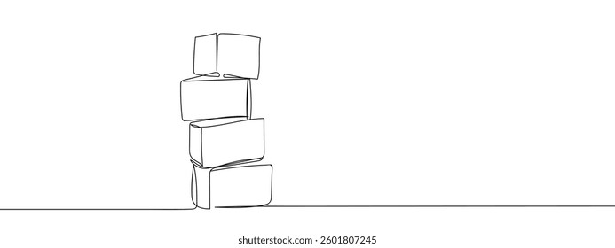 Single continuous line, stacked cardboard boxes line art vector business illustration with transparent background. - Powered by Shutterstock - Get 15% off with code: PIKWIZARD15