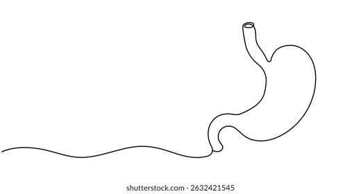 Línea continua única de Stomach. Arte lineal del órgano humano del estómago. Estilo minimalista de moda. Ilustración vectorial. Trazo editable